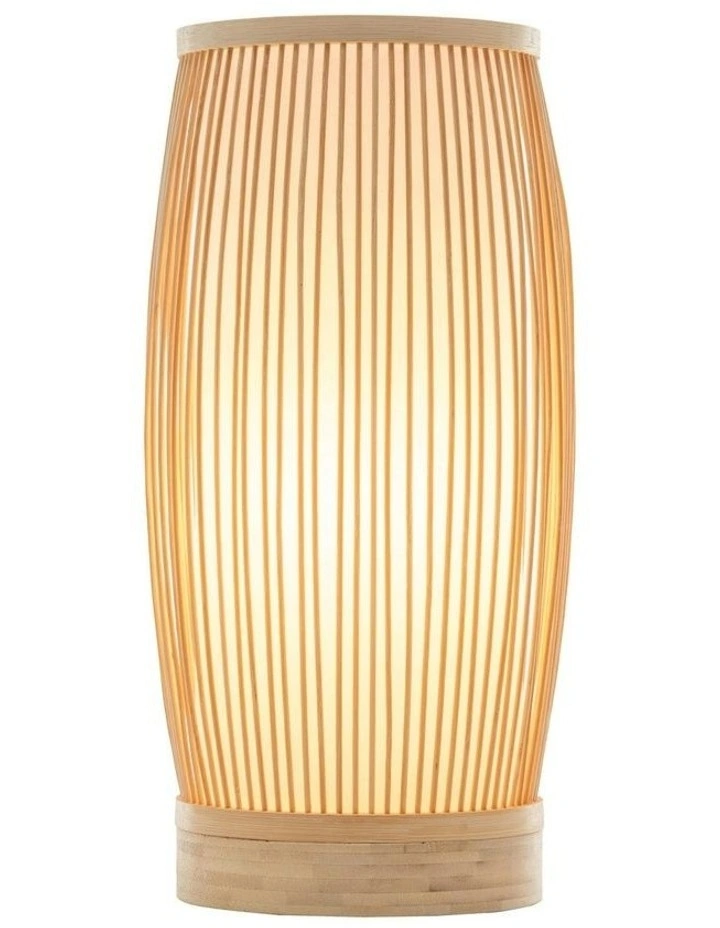 Woven Bamboo Cylinder Table Lamp in Natural