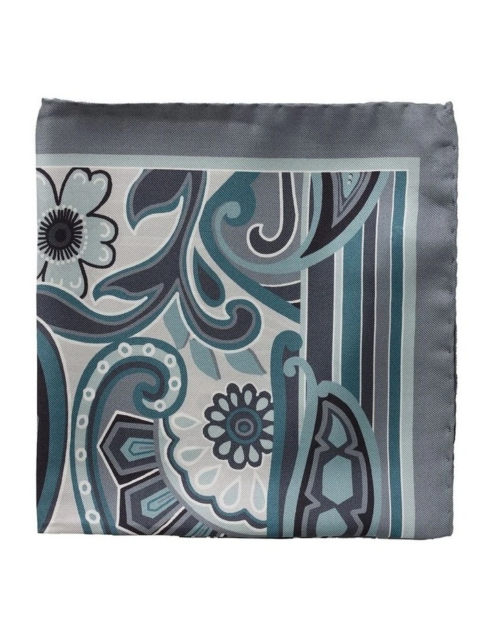 Deco Silk Pocket Square in Grey