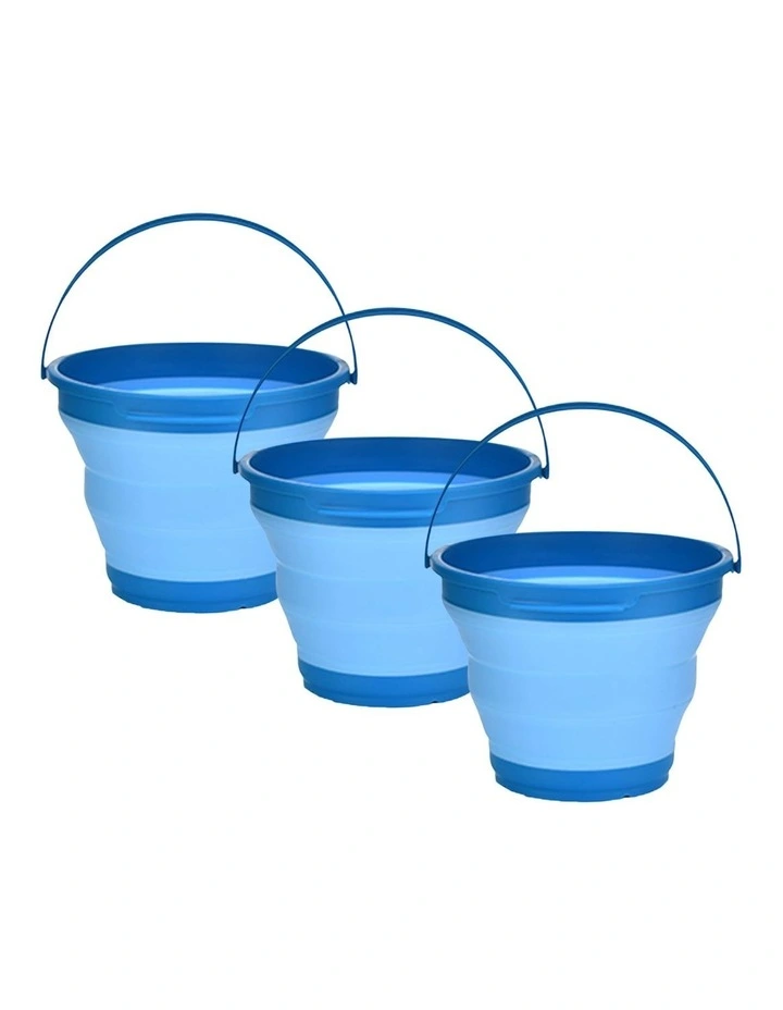 Foldable Collapsible Silicone Bucket 7L 3 Pack in Blue