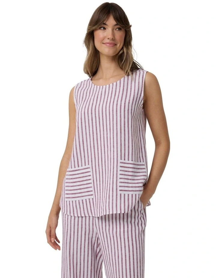 Stripe Linen Tank in Tulip