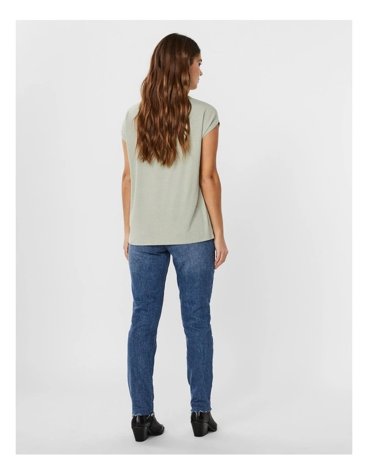 Lava Plain Short Sleeve Lurex Stripe Top in Sage