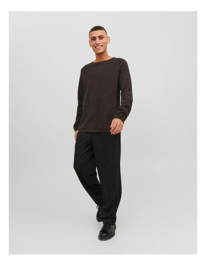 Hill Crew Neck Knit Sweater in Dark Brown