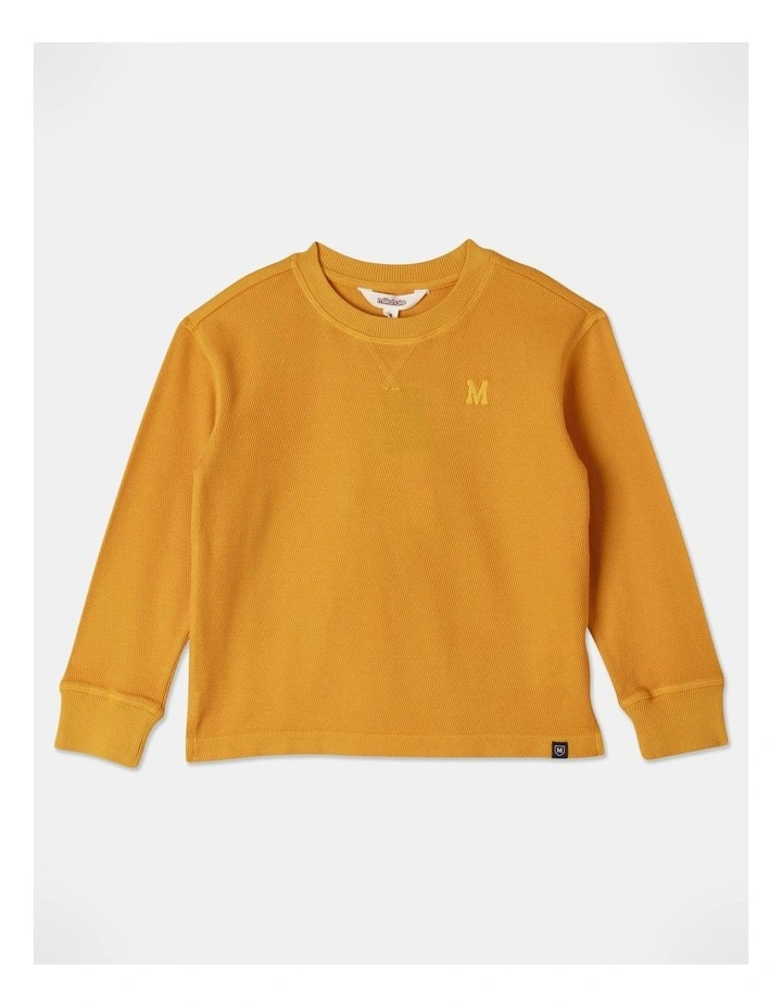 Long Sleeve Textured Tee in Mustard