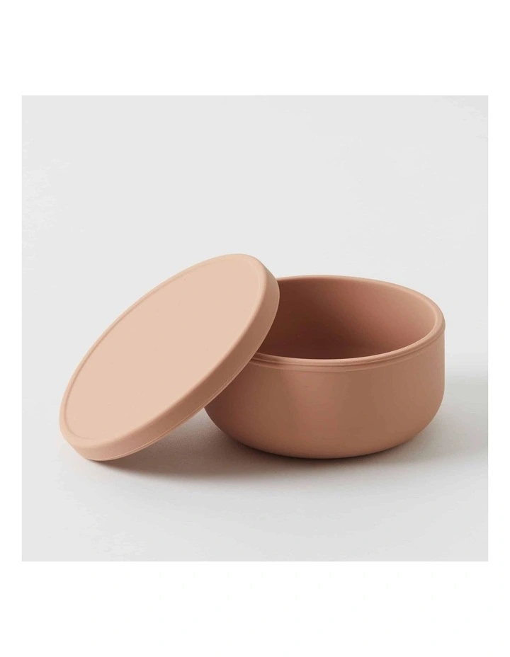 Henny Round Silicone Bowl Food Container With Lid 13x6 Cm in Terracotta