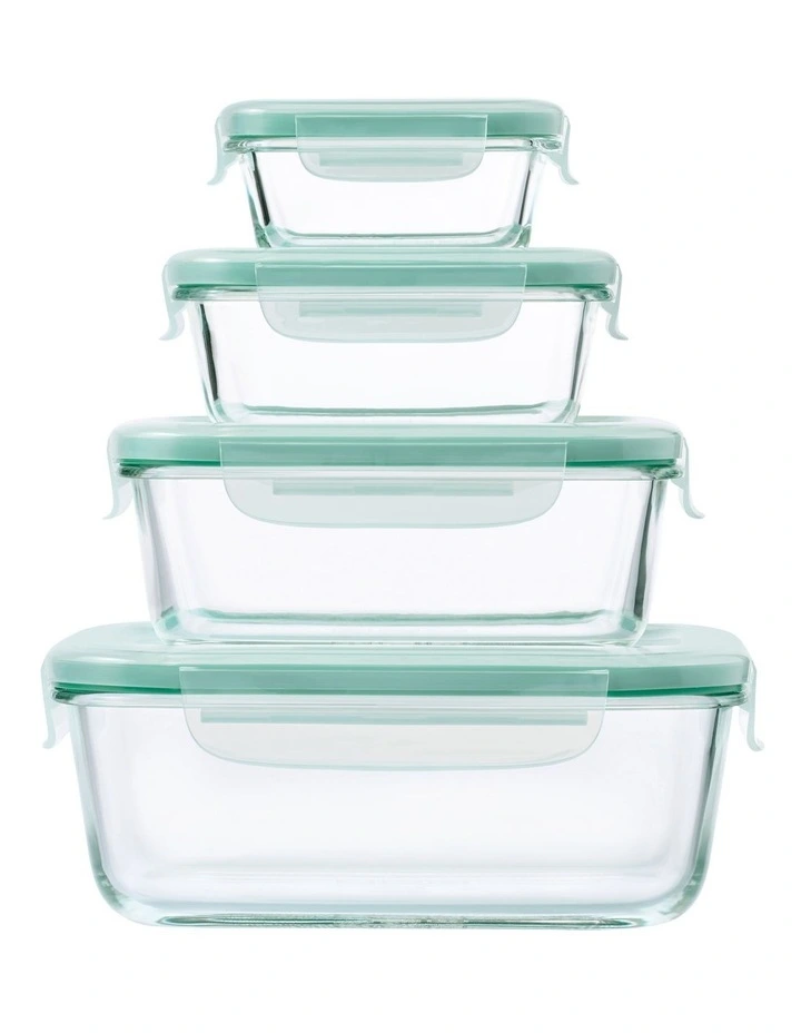 4-Piece Smart Seal Glass Rectangular Container Set