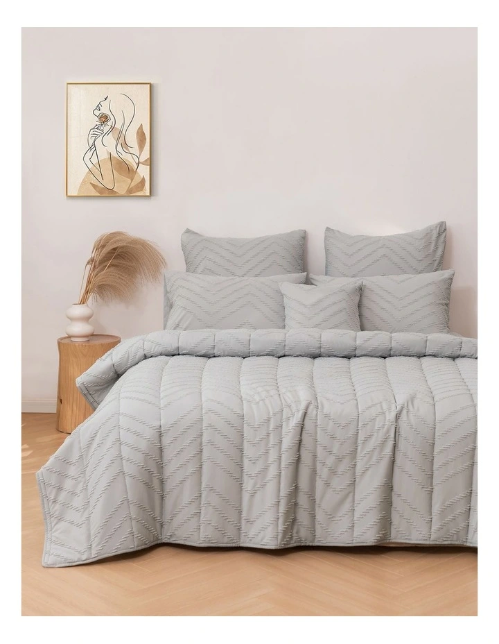 Lennox Chevron Comforter Set 6 Piece in Silver