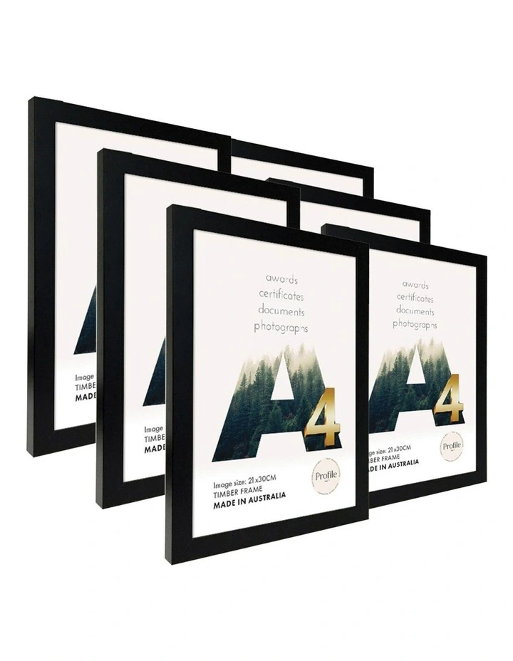 Australia Made Certificate Photo Frame A4 (6 Pack) in Black