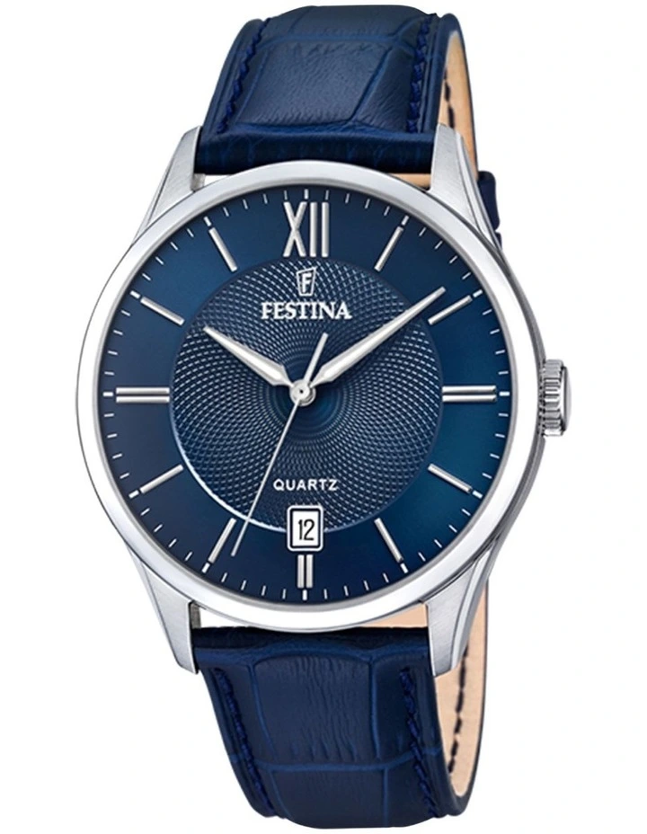 Classic Stainless Steel Watch in Blue