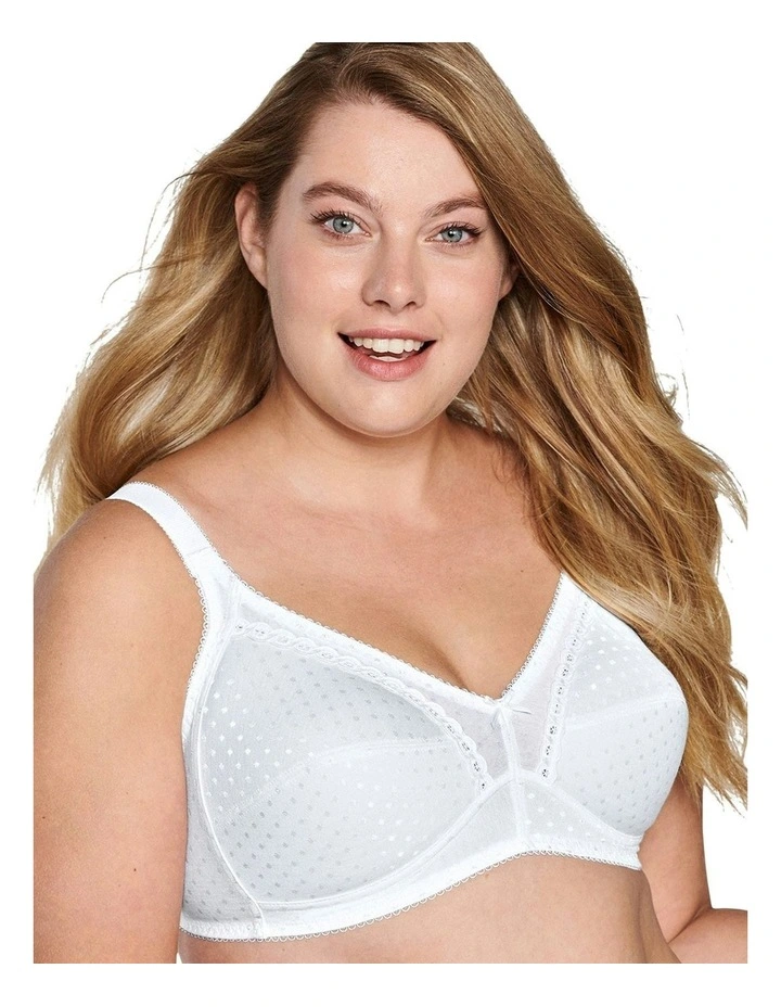 Wirefree Soft Jacquard Cotton Bra in White
