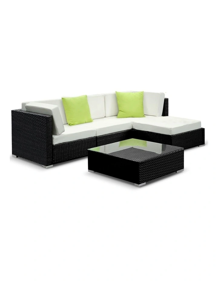 5 Piece Outdoor Furniture Set Wicker Sofa Lounge
