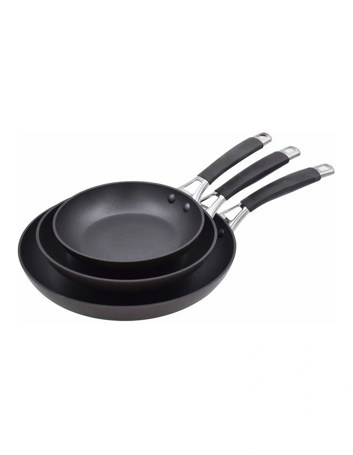 Triple Frypan Pack with Silicone Handles in Black