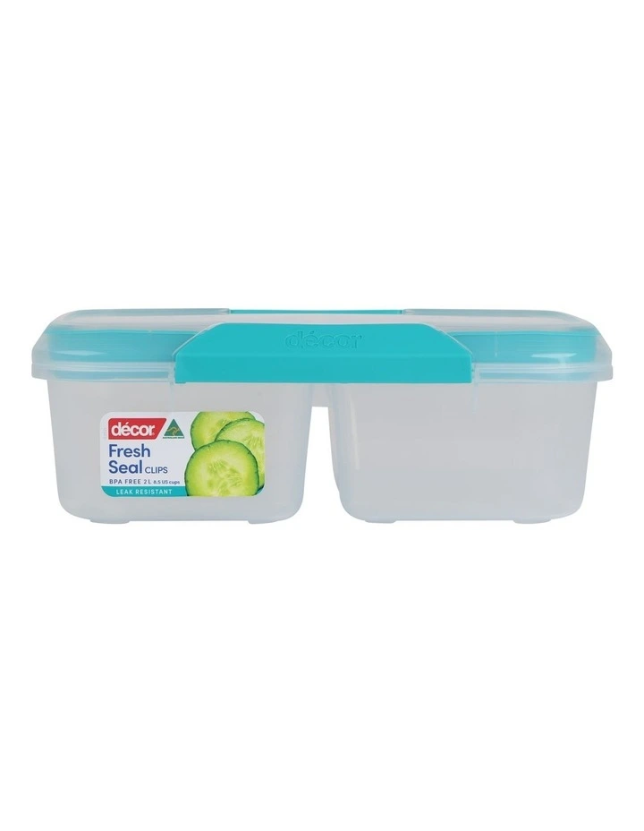 Fresh Seal Clips 2L Split Oblong Food Storage Clear/Teal