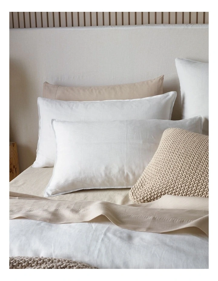 Sandy Cape Washed Belgian Linen Quilt Cover Set in White