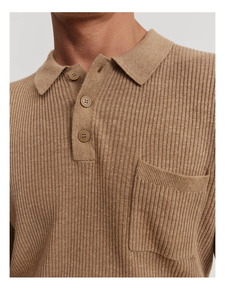 Ribbed Linen Blend Knit in Walnut