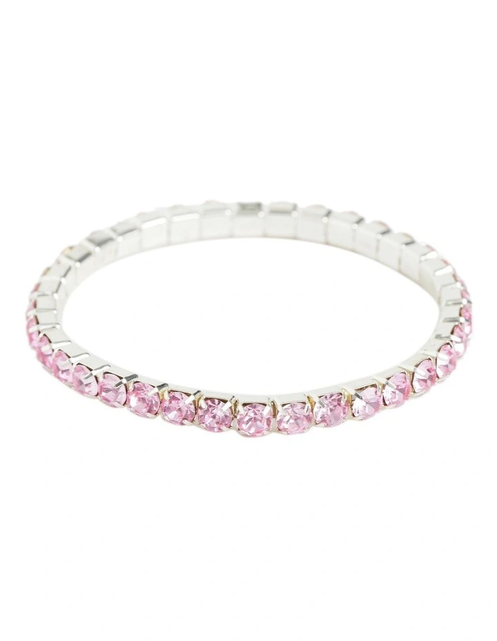Diamante Stretch Bracelet in Pink