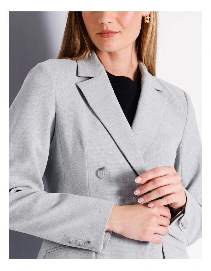 Double Breasted Cut Away Blazer in Grey