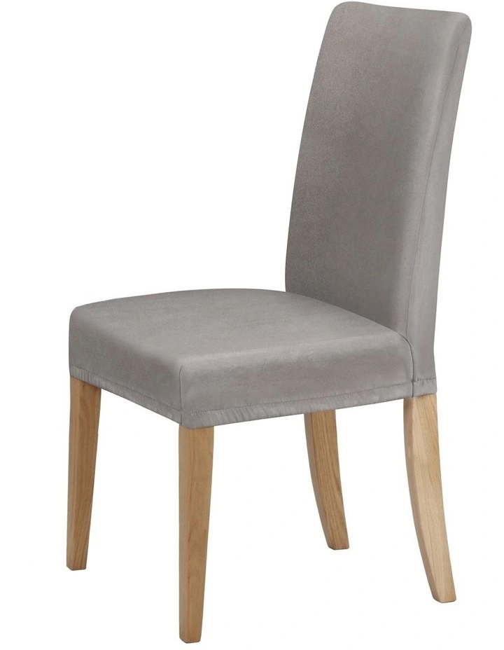 Premium Faux Suede Silver Dining Chair Cover in Brown