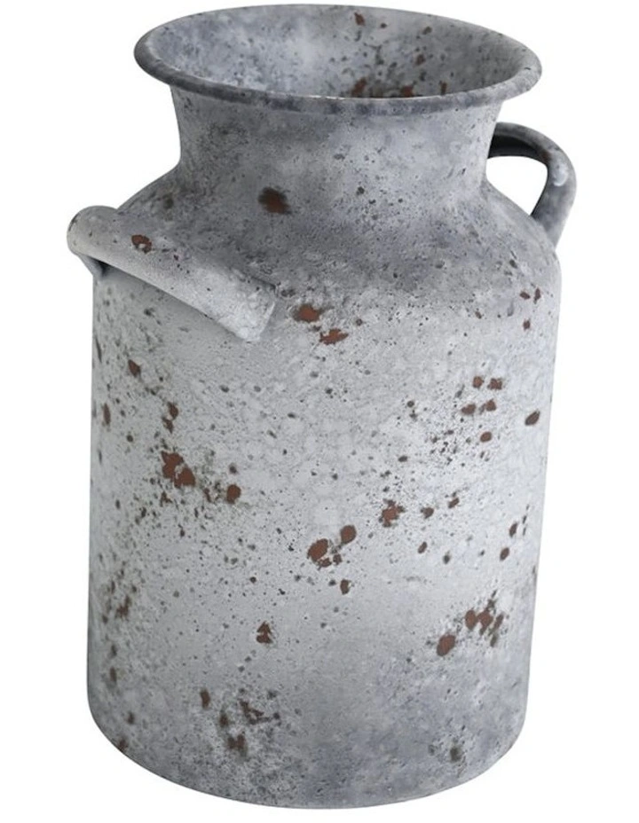 Rustic Urn in Distressed in White/Rust
