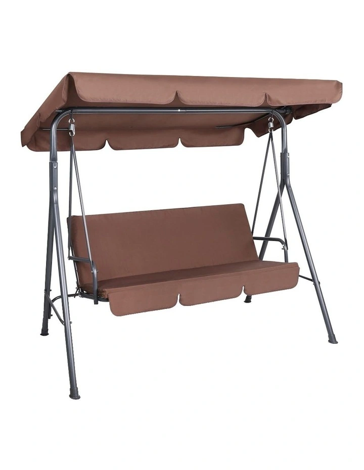 3 Seater Outdoor Canopy Swing Chair in Coffee