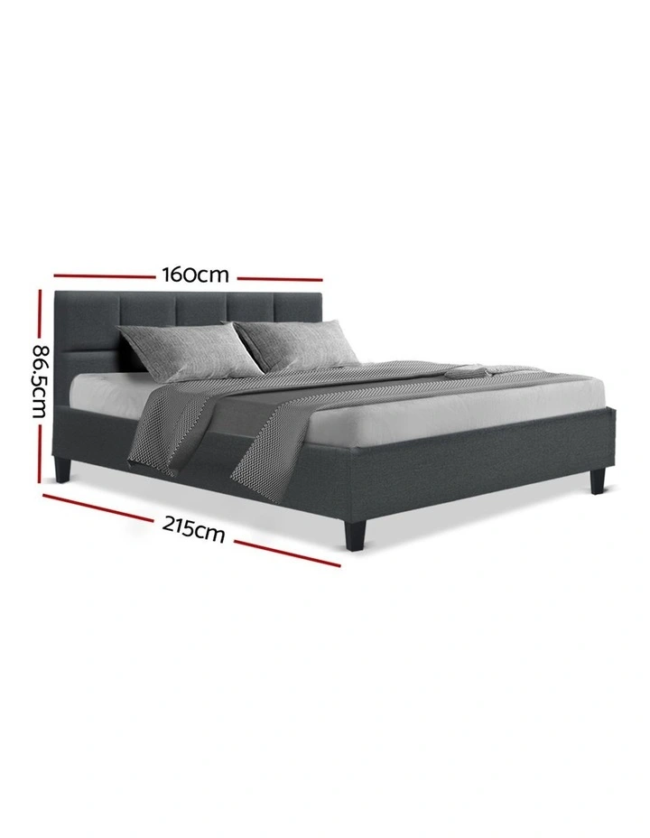 Tino Fabric Bed Frame Queen Size In Charcoal