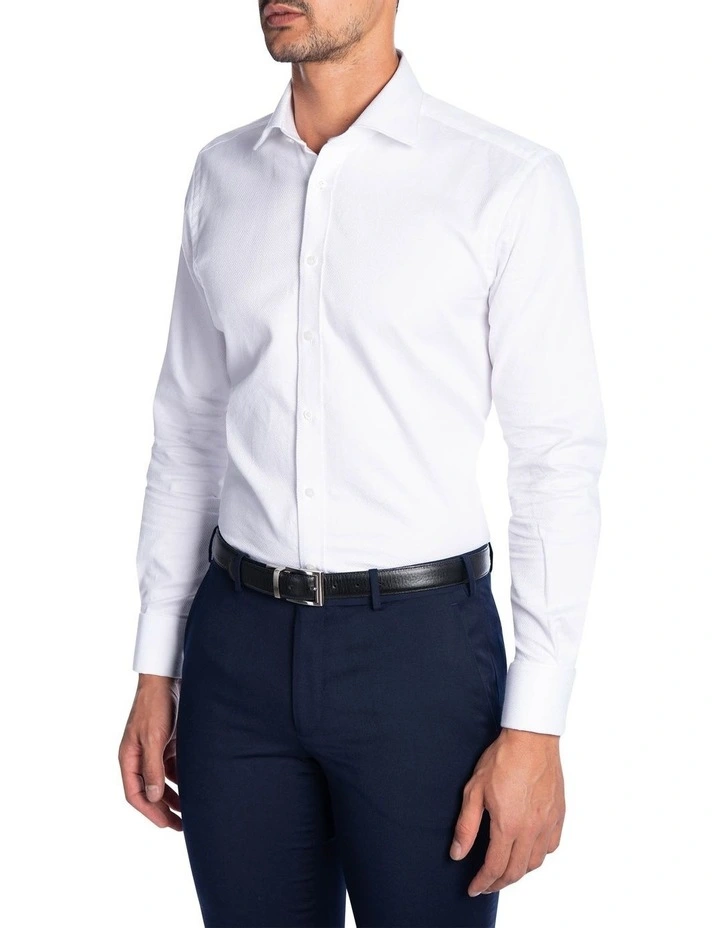 Turbina Tailored Fit French Cuff Shirt In White