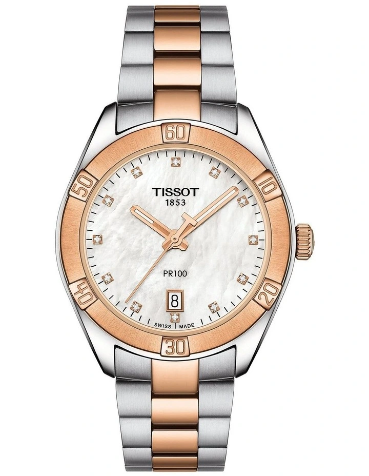 PR 100 Sport Chic T1019102211600 Watch in Pearl Grey/Rose Gold