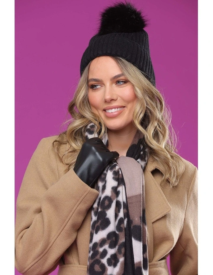 Valentine Wool Blend Beanie in Black