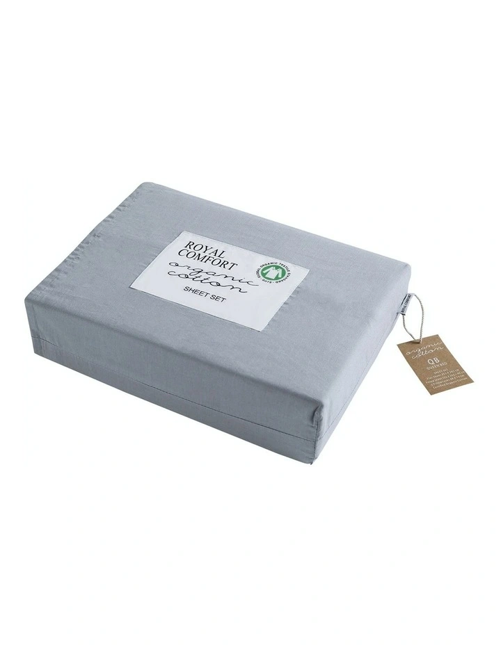Pure Organic Cotton Sheet Set 4 Pack in Grey