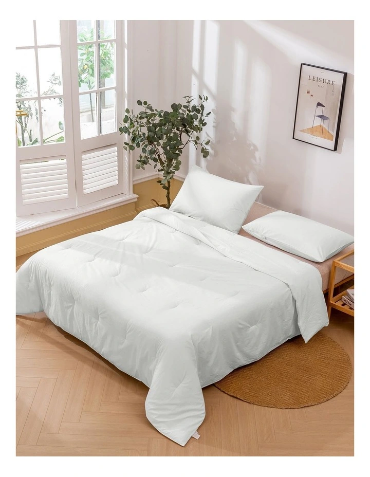 225TC Cotton Washed Comforter Set in White