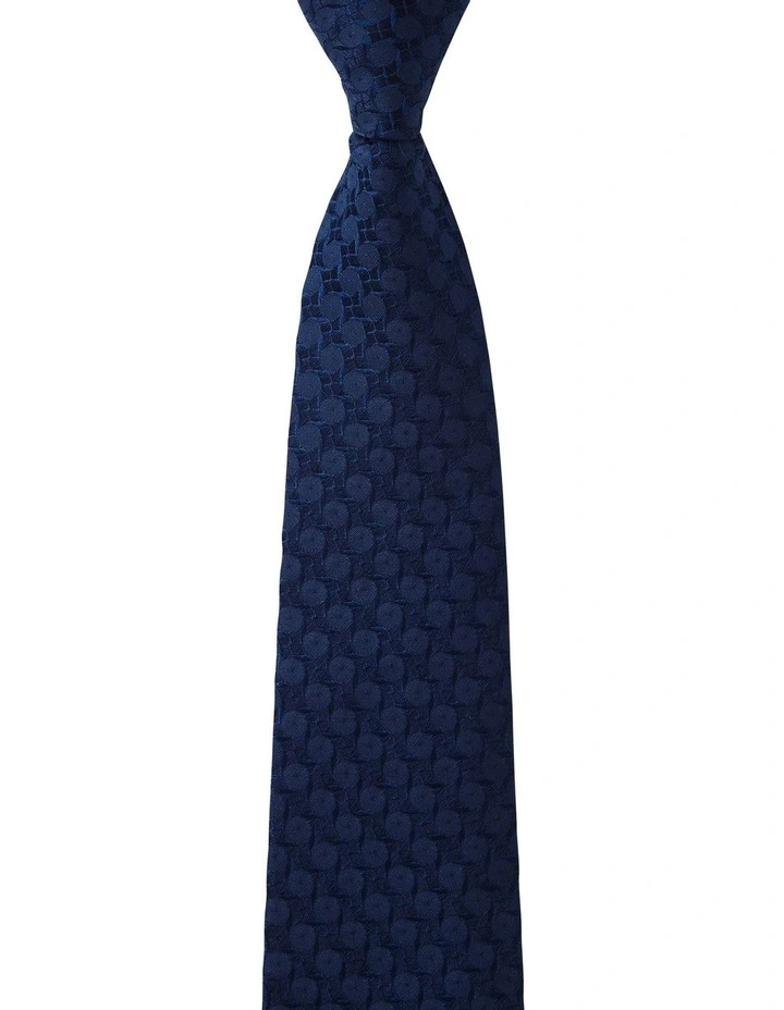 Rattan Weave Silk Tie in Navy