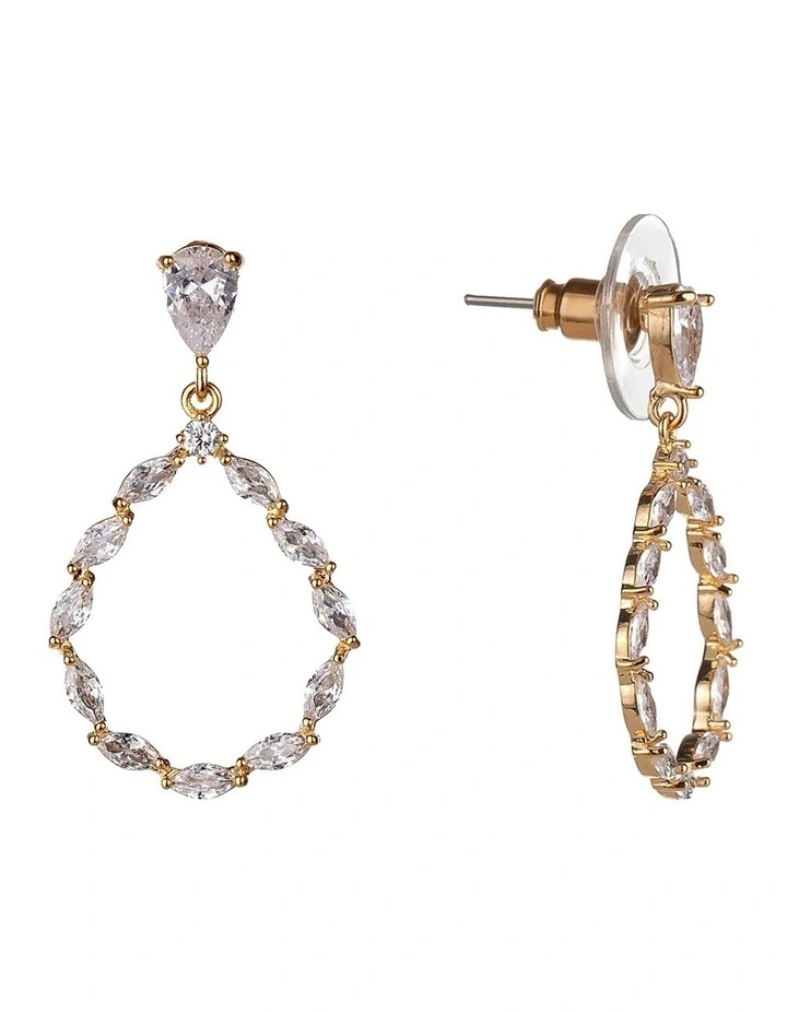 Crystal Gold Teardrop Earring