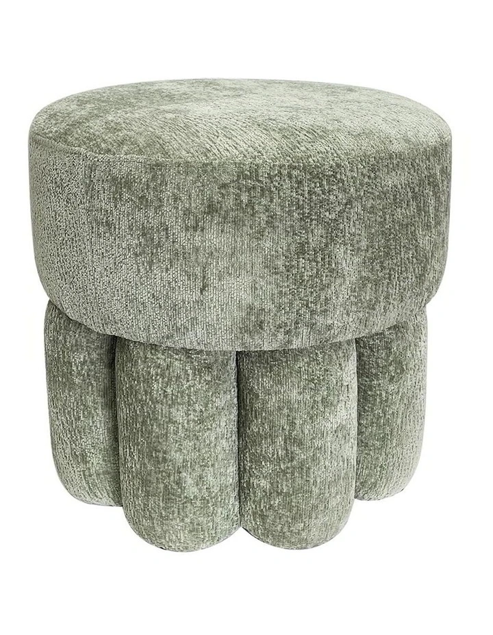 Plush Fabric MDF Footed Ottoman Stool in Green