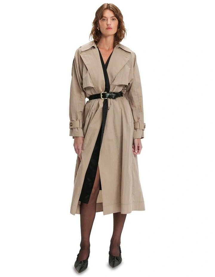 Cotton Twill Trench Coat in Almond