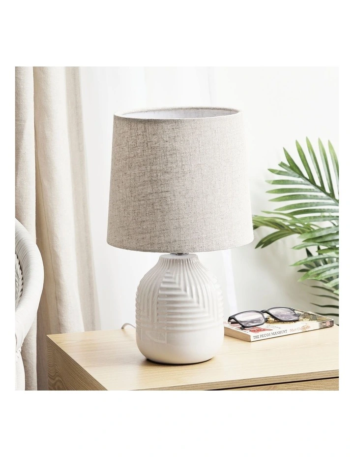 Maze Modern Ceramic Table Lamp 39cm in White