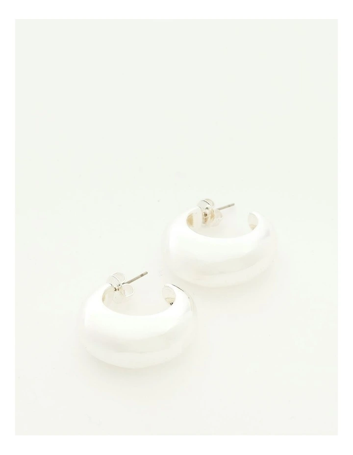 Chunky Huggie Hoop Earring in Silver