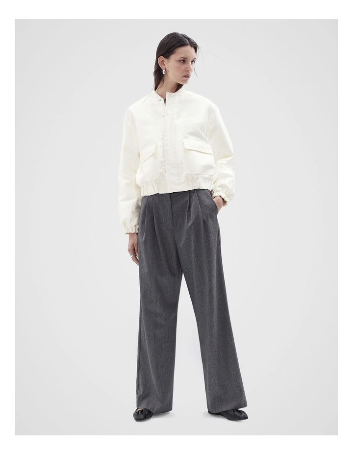Cropped Bomber Jacket in White