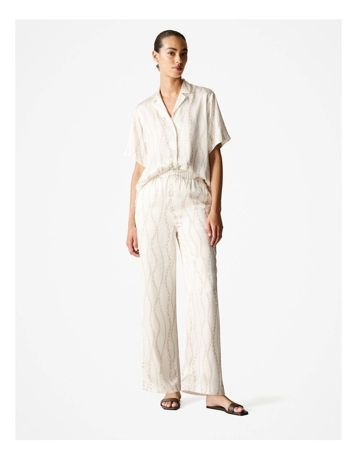 Satin Chain Print Pull On Pant in Parchment