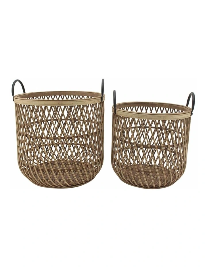 Bamboo Baskets Set of 2 in Natural
