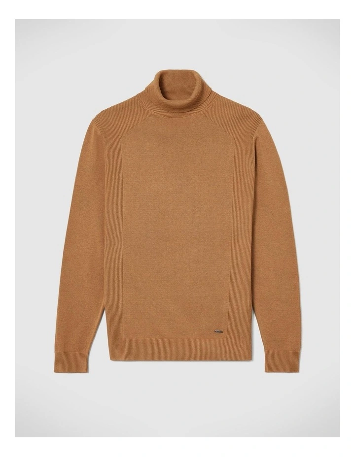 Classic Roll Neck Jumper in Tan