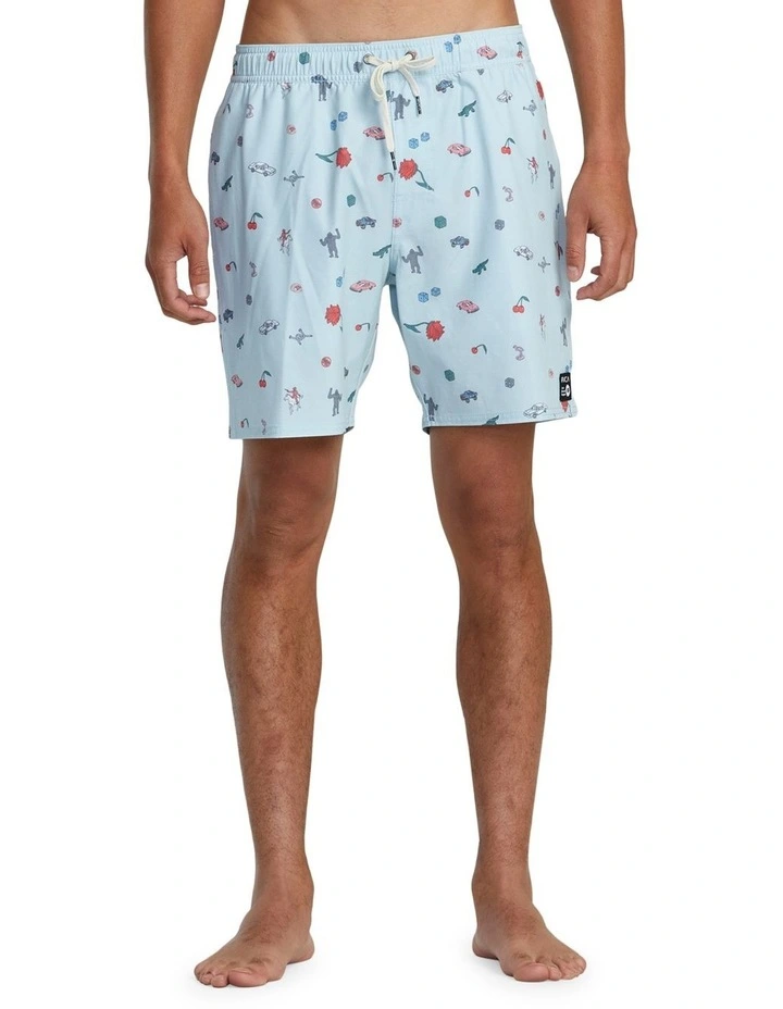 Luke P Elastic Boardshorts in Light Blue