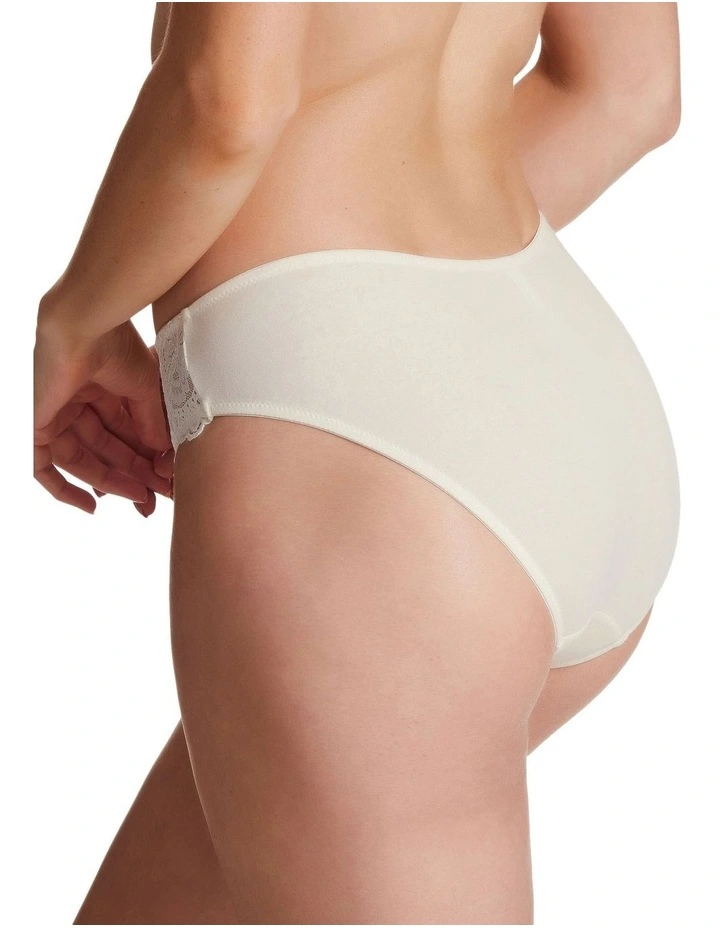 Lace Stretch Cotton Hicut Brief in Ivory
