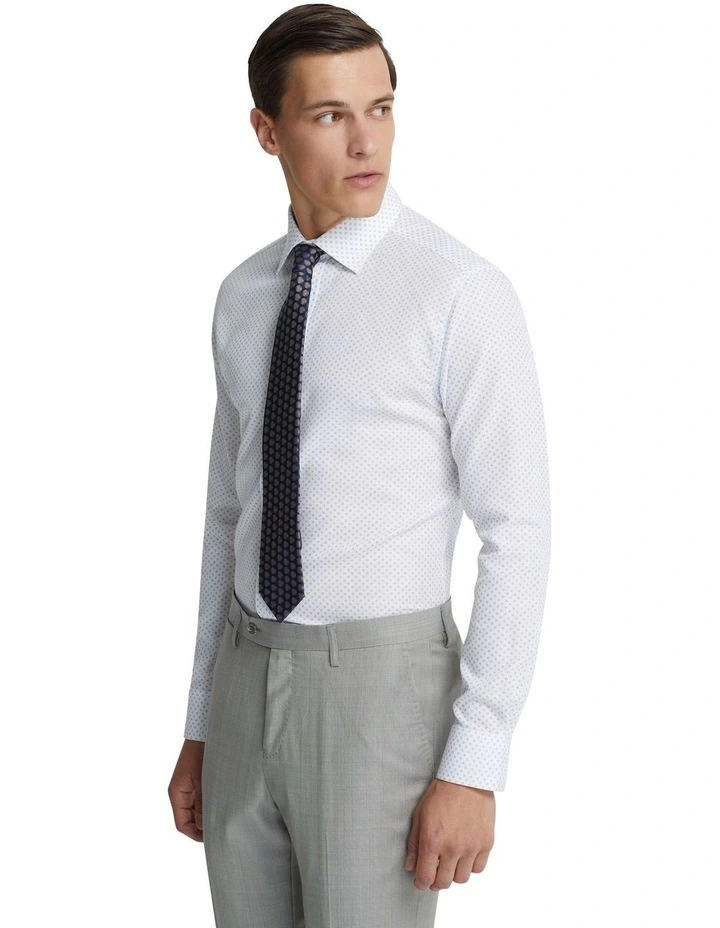 Islington Luxury Printed Shirt in White/Navy