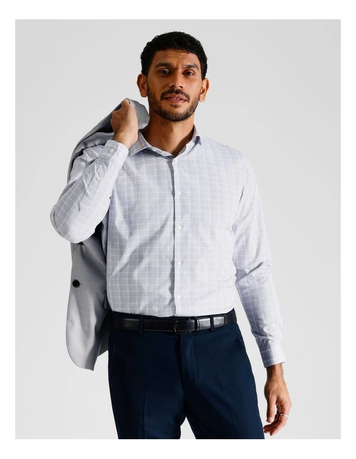 Tailored Long Sleeve Shirt 2 Colour Small Check In Purple