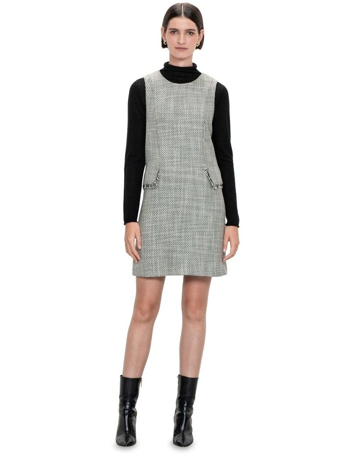 Monotone Boucle Dress in Black/White