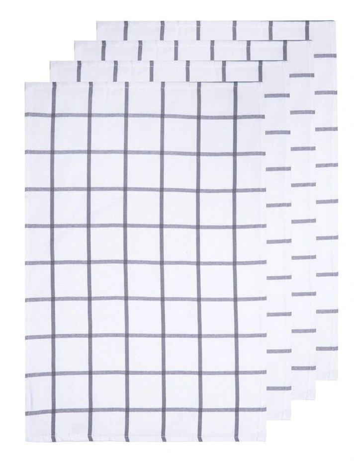Promotional Grid Kitchen Towel 4 Piece in Charcoal
