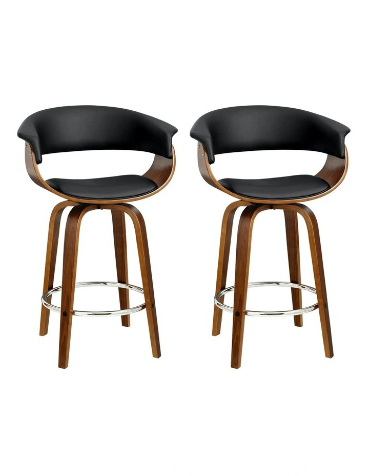 Bar Stools Wooden Dining Chair x2 in Black