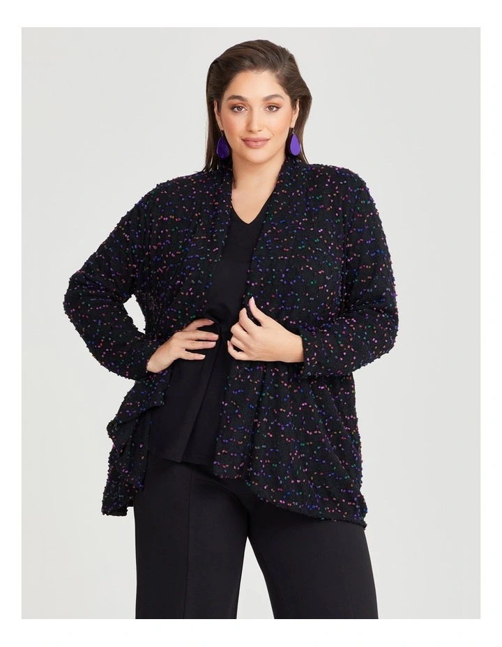Popcorn Swing Cardigan in Black/Multi