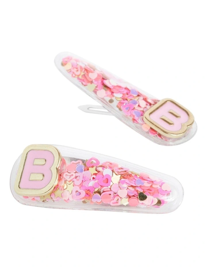 Initial "B" Confetti Snap Clips in Multi