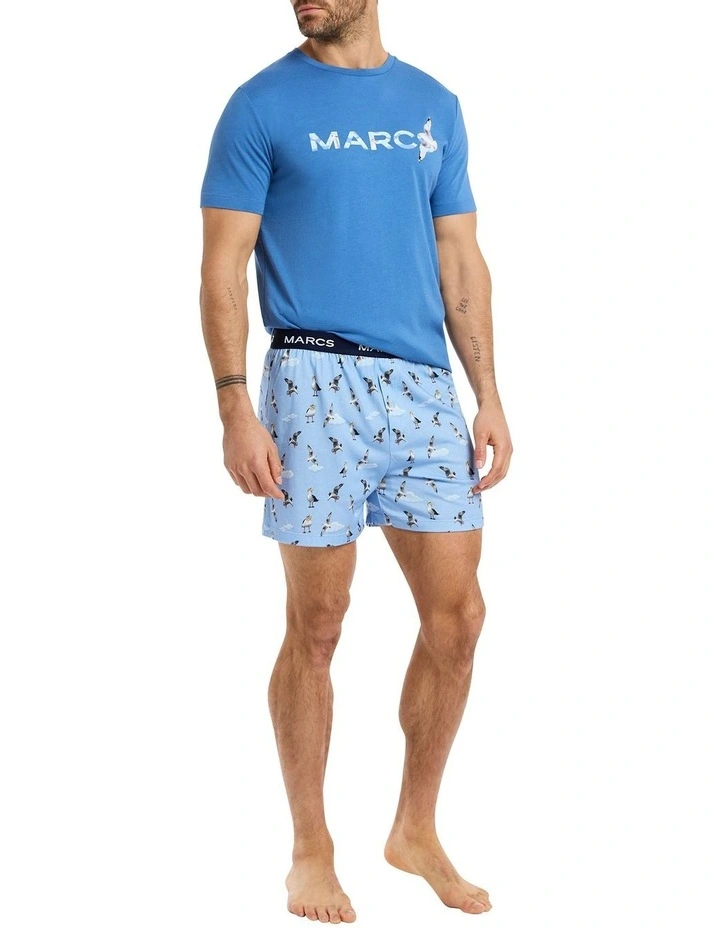 Uptown Gull Pyjama Short Set in Blue Multi