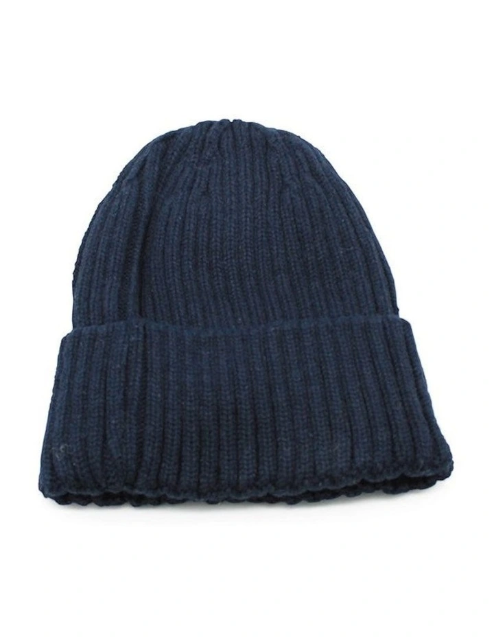 Mia Wool Blend Beanie in Navy